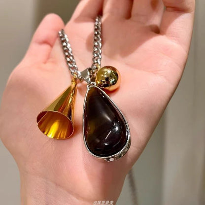 Resin Necklace Pendant Droplet Chain Cuban