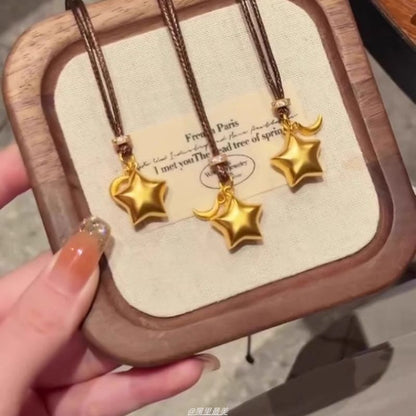 Choker Star Pendant Cord Alloy Brushed