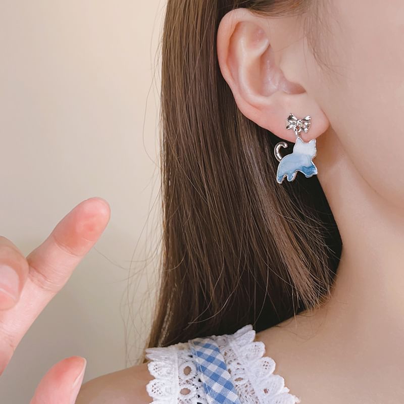 Resin Drop Earring Gradient Alloy Cat