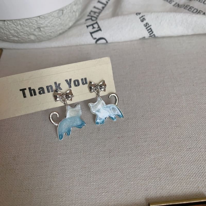 Resin Drop Earring Gradient Alloy Cat