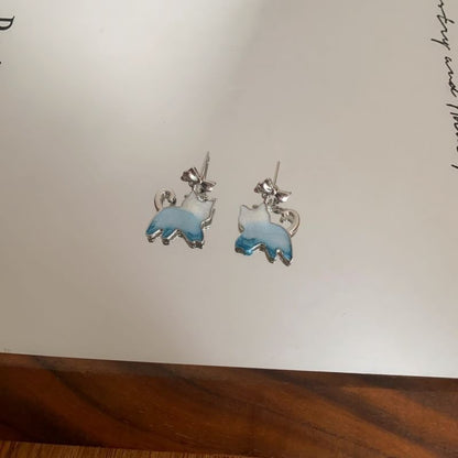 Resin Drop Earring Gradient Alloy Cat