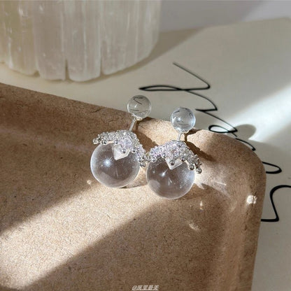 Faux Bead Crown Crystal Ear Jacket