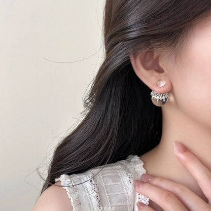 Faux Bead Crown Crystal Ear Jacket