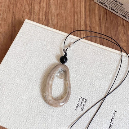 Pendant Irregular Hoop Cord Resin Necklace