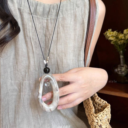 Pendant Irregular Hoop Cord Resin Necklace