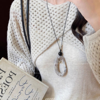 Pendant Irregular Hoop Cord Resin Necklace