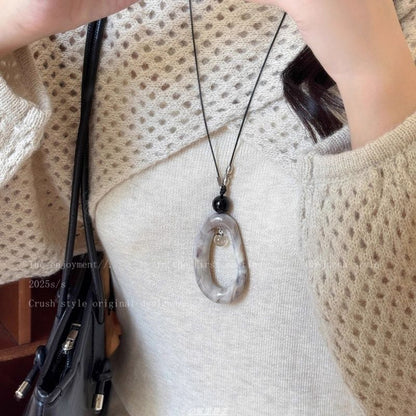 Pendant Irregular Hoop Cord Resin Necklace