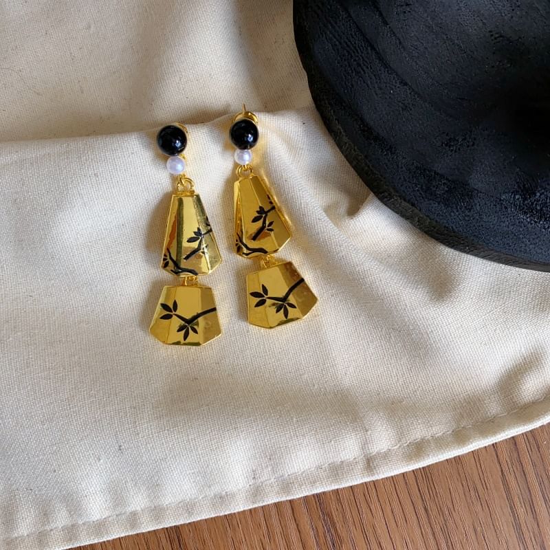 Dangle Branches Faux Pearl Earring Alloy Geometric