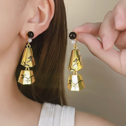 Dangle Branches Faux Pearl Earring Alloy Geometric