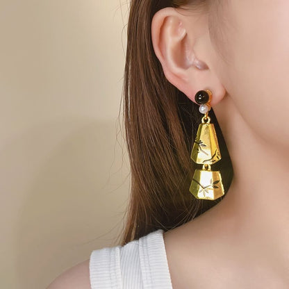Dangle Branches Faux Pearl Earring Alloy Geometric