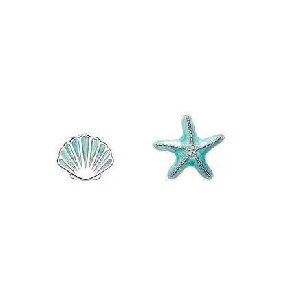 Stud Alloy Starfish Asymmetrical Earring