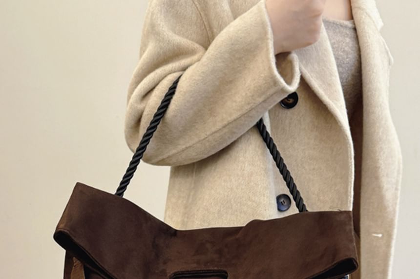 Two Tone Tote Suede Bag Faux