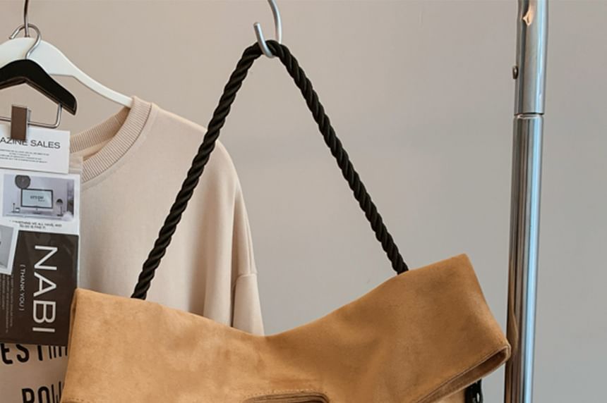 Two Tone Tote Suede Bag Faux