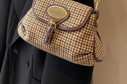Buckled Crossbody Leather Faux Flap Bag