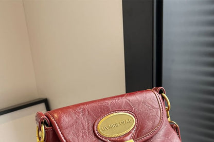 Buckled Crossbody Leather Faux Flap Bag