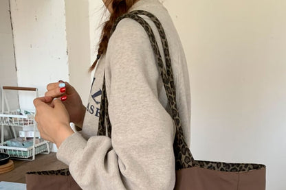 Panel Leopard Print Tote Bag