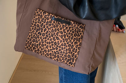 Panel Leopard Print Tote Bag
