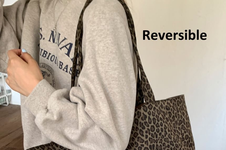 Panel Leopard Print Tote Bag
