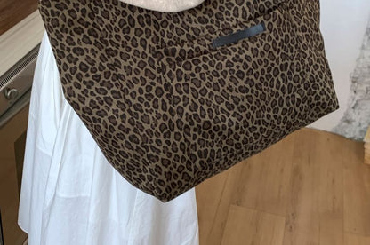 Panel Leopard Print Tote Bag