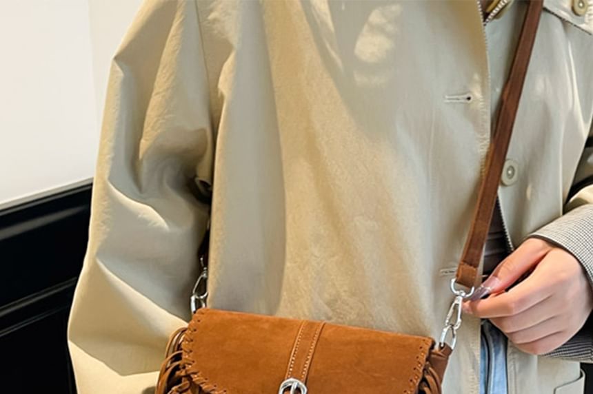 Saddle Faux Bag Fringe Suede Crossbody