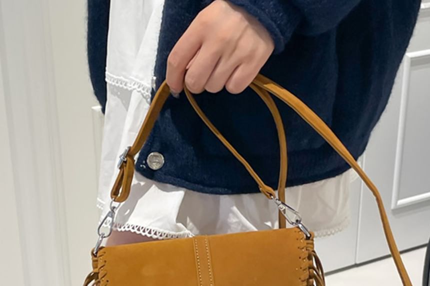 Saddle Faux Bag Fringe Suede Crossbody