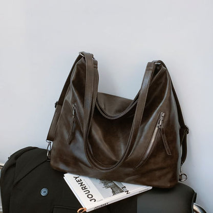 Zip Backpack Tote Faux Leather