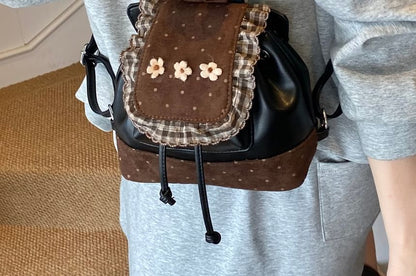 Panel Small Dotted Ruffle Floral Backpack