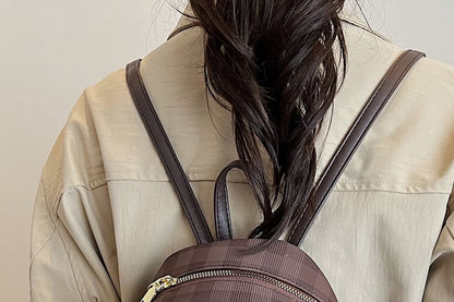 Flap Faux Plaid Leather Backpack