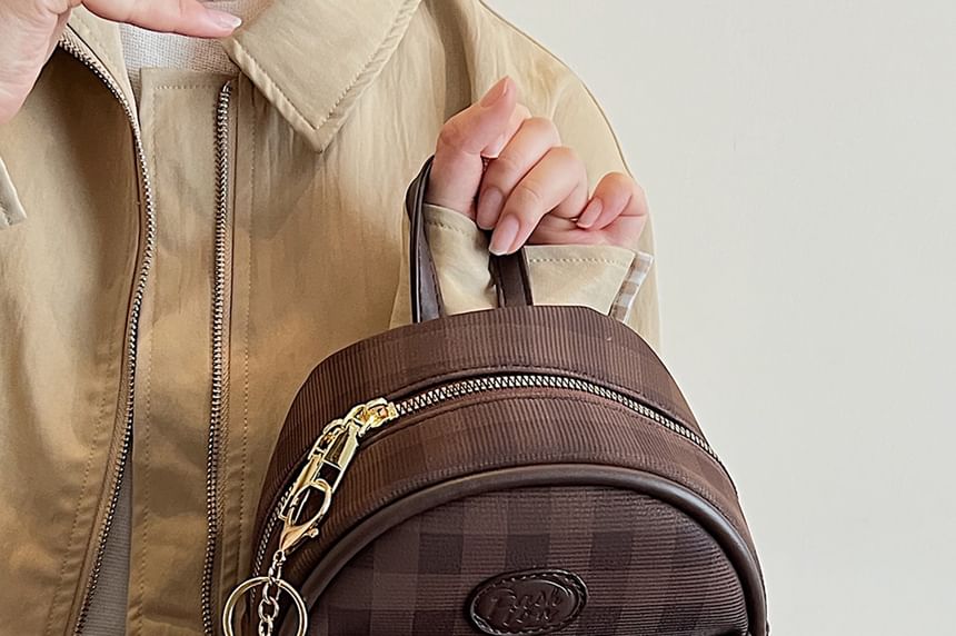 Flap Faux Plaid Leather Backpack