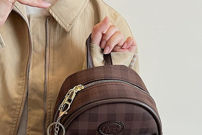 Flap Faux Plaid Leather Backpack