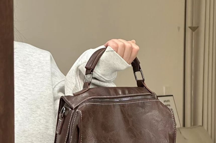 Backpack Faux Buckled Leather