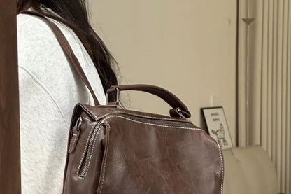 Backpack Faux Buckled Leather