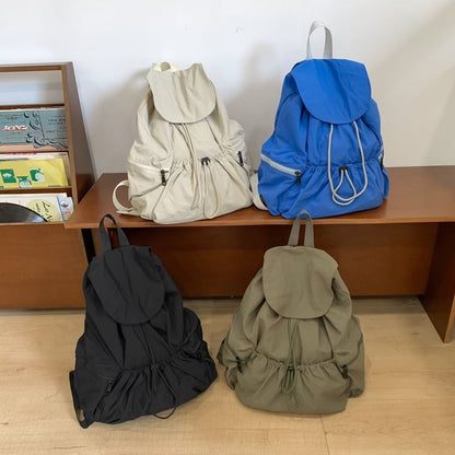 Drawstring Nylon Unisex Backpack Plain