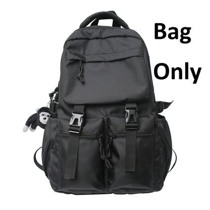 Buckled Nylon Plain Backpack
