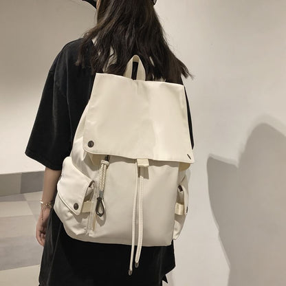 Nylon Plain Backpack Drawstring