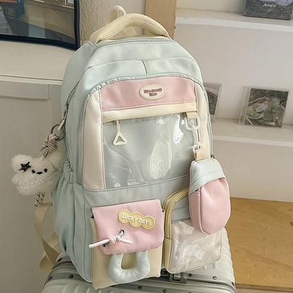 Backpack Purse Coin Panel Buckled With Nylon Applique PVC
