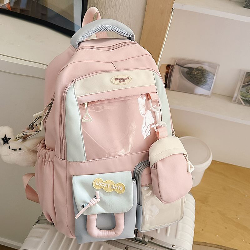 Backpack Purse Coin Panel Buckled With Nylon Applique PVC