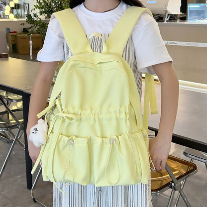 Bow Drawstring Backpack Nylon Plain