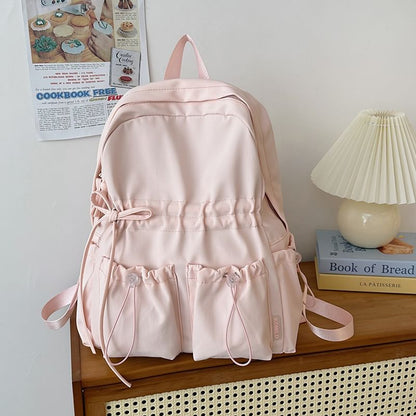 Bow Drawstring Backpack Nylon Plain