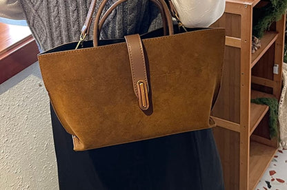 Bag Faux Suede Crossbody Top Plain Handle With Pouch