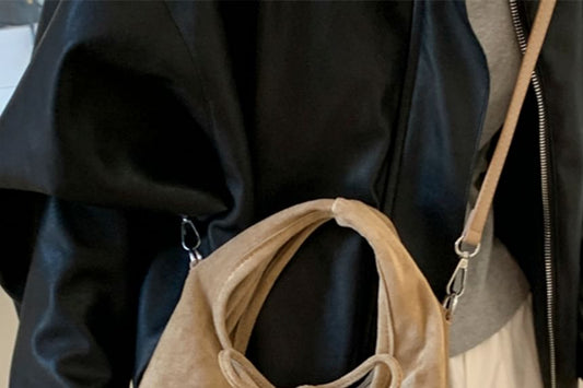 Faux Bag Top Crossbody Handle Plain Suede