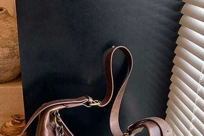 Plain Bag With Leather Charm Faux Crossbody