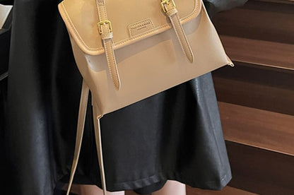 Flap Backpack Leather Faux