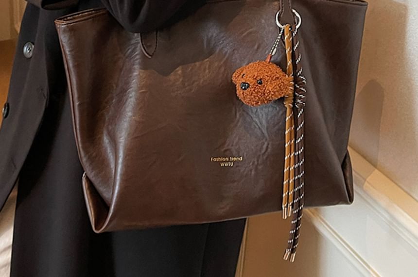 Leather Bag Charm With Faux Tote Plain