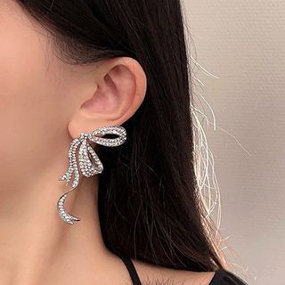 Earring Rhinestone Stud Bow