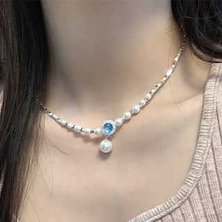 Pendant Alloy Choker Pearl Rhinestone Faux