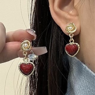 Pearl Heart Earring Faux Drop