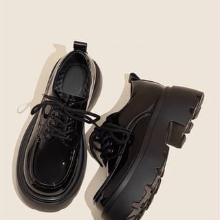 Lace-Up Heel Platform Chunky Shoes