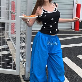 Wholesale SampleBow Cami Top / Elastic Waist Plain Wide Leg Pants