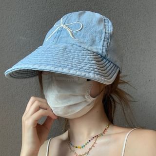 Bow Cap Embroidered Baseball Denim
